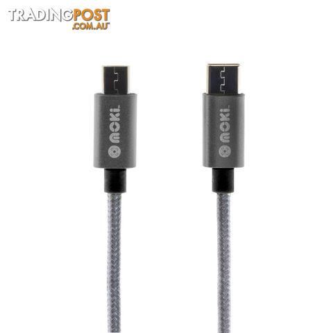 MOKI Braided Type-C to Micro SynCharge Cable - 90cm/3ft - Gun Metal