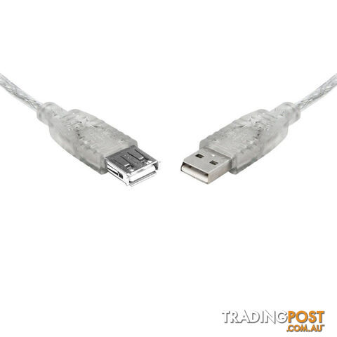 8WARE USB 2.0 Extension Cable 5m A to A Male to Female Transparent Metal Sheath Cable