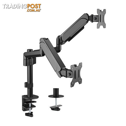 BRATECK Dual Monitors Pole-Mounted Gas Spring Monitor Arm Fit Most 17'-32' Monitors Up to 9kg per screen VESA 75x75/100x100