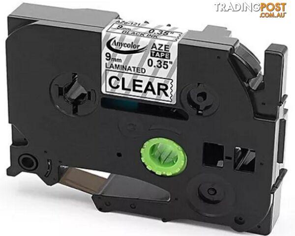 Premium Generic Label Cassette - Black on Clear 9mm Replacement for Part Number : TZ-121,TZe-121