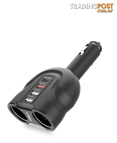 mbeat Gorilla Power Four Port USB-C PD & QC3.0 Car Charger with Cigar Lighter Splitter