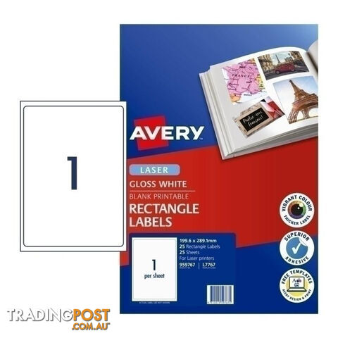AVERY Gloss Label L7767 1UP Pack of 25