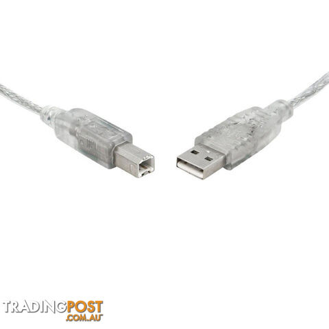 8WARE Printer Cable USB 2.0 Cable 2m A to B Transparent Metal Sheath UL Approved