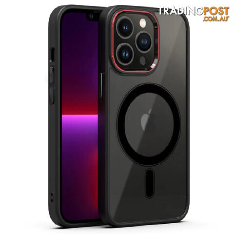 PHONIX Apple iPhone 15 Pro (6.1') Clear Armor Hard Magenta Safe Case With Metal Mens Protection Black