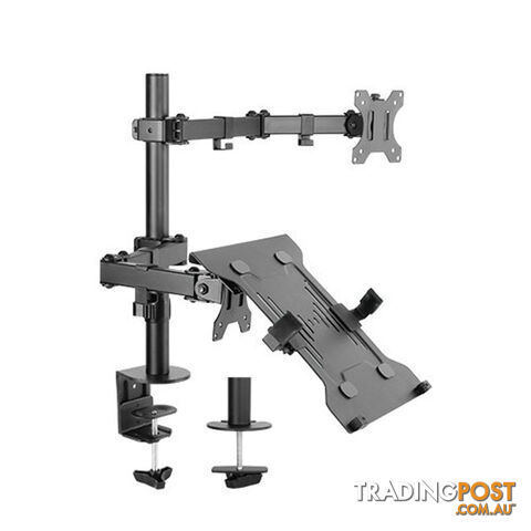 Brateck Monitor Stand Economical Double Joint Articulating Steel Monitor Arm with Laptop Holder Fit Most 13'-32' Monitors, Up to 8kg/Screen