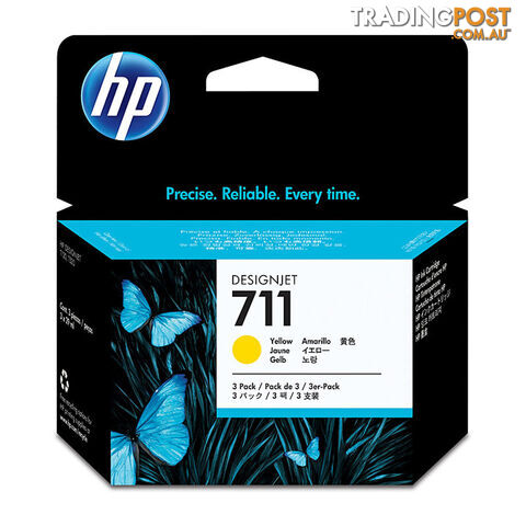 HP 711 29ml Yellow 3 Pack of CZ136A