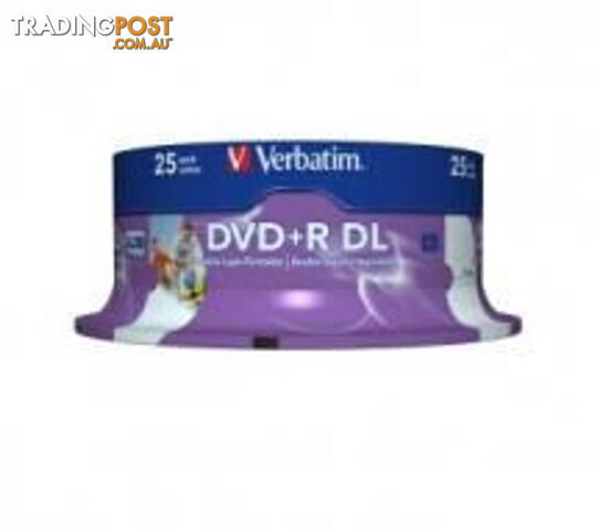 VERBATIM DVD+R DL 8.5GB 25Pack of White Wide Inkjet 8x