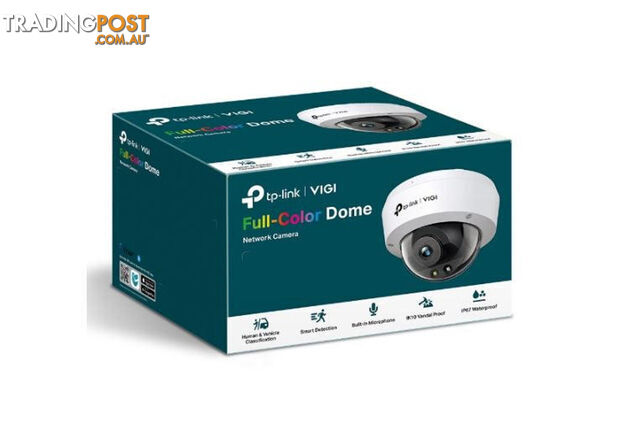 TP-LINK VIGI 4MP C240(4mm) Full-Color Dome Network Camera, 4mm Lens, Smart Detection, 2YW(LD)