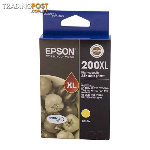 EPSON 200XL High Cap Yellow Ink Cartridge DURABrite Ultra,XP200, XP400,