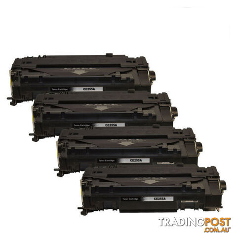 HP Compatible CE255A 55A Black Compatible Laser Toner x 4