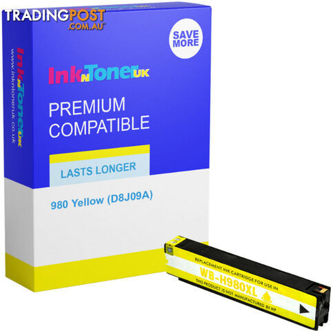 HP Compatible Premium Pigment Yellow Remanufactured Cartridge Replacement for 980 Yellow