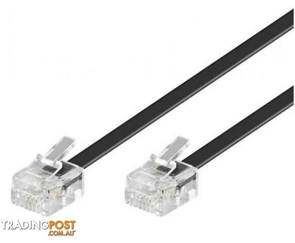 ASTROTEK Telephone 2m extension cable 6p4c Plug/Plug ,with 2xRJ11 6P4c Plugs, Black PVC Jacket.-RoHS W2492ACB