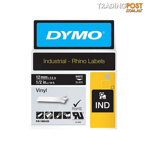 DYMO Rhino Vinyl 12mm Tape Black