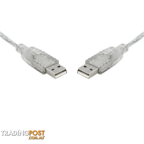 8WARE USB 2.0 Cable 2m A to A Male to Male Transparent