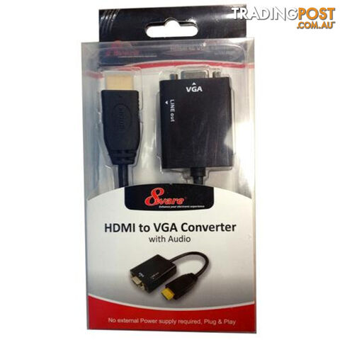 8WARE HDMI 19-pin to VGA 15-pin Male to Female Converter without Power Adapter plus 3.5mm Stereo Audio Out