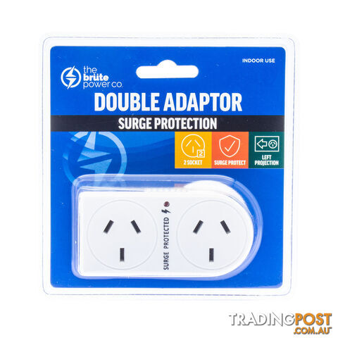 THE BRUTE POWER CO. Double Adaptor - Flat Left + Surge Protection