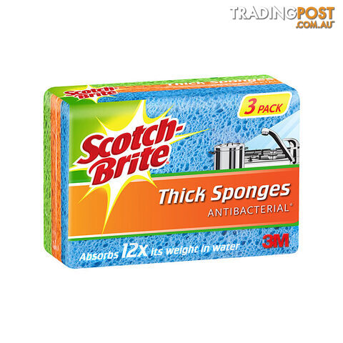 SCOTCH-BRITE Antibacterial Thick Sponges 3 Pack