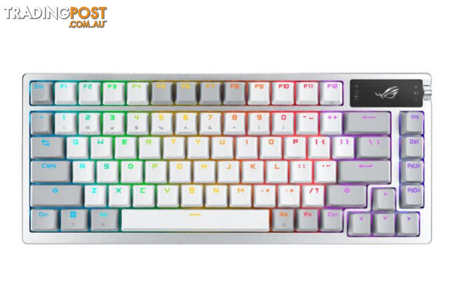 ASUS ROG AZOTH/PBT/WHT (Snow Switch) Gaming Keyboard, OLED Display, NX Snow Switch, 75 Keys, Tri-mode Connection, White
