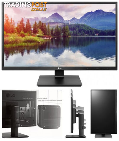 LG 23.8' IPS 5ms Business. Full HD, Monitor w/HAS PIVOT - VGA/DVI/HDMI/DP USB Speakers VESA100mm Height Adjust Stand