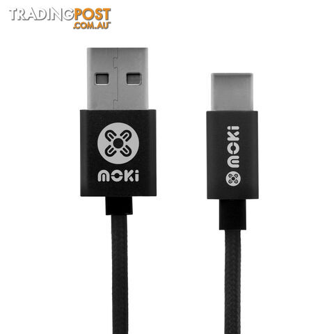 MOKI Braided Type-C SynCharge Cable 90cm/3ft Gun Metal Tip