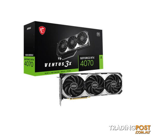 MSI nVidia GeForce RTX 4070 VENTUS 3X E 12G OC Video Card 2505 MHz Boost Clock, 12GB GDDR6X,DisplayPort x 3 (v1.4a),HDMI x 1