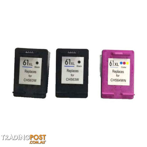 HP Compatible Remanufactured Value Pack 2 x HP 61XL Black & 1 x HP 61XL Color New Chip