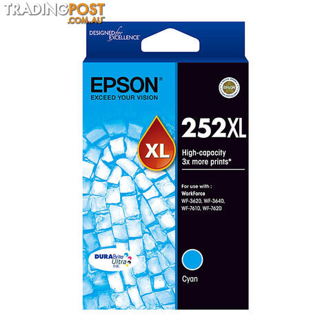 EPSON 252XL Cyan Ink Cartridge Suits WF3620/3640/7610/7620