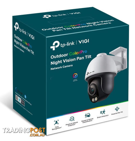 TP-LINK VIGI 4MP C540S(4mm) Outdoor ColourPro Night Vision Pan Tilt Network Camera, 4mm Lens, Smart Detection,3YW