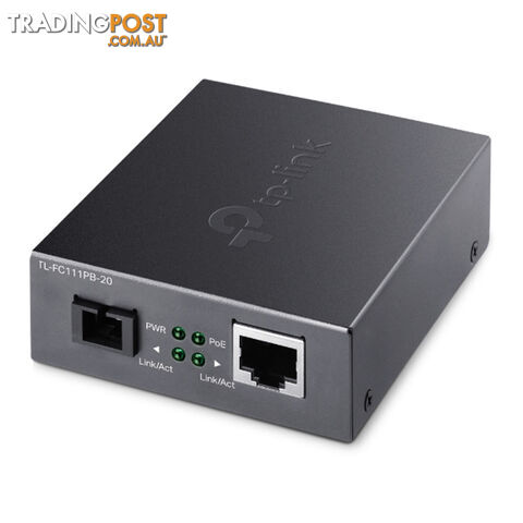TP-LINK TL-FC111PB-20 10/100Mbps WDM Media Converter with 1-Port PoE - IEEE 802.3u, 20KM, 1310 nm TX, 1550 nm RX