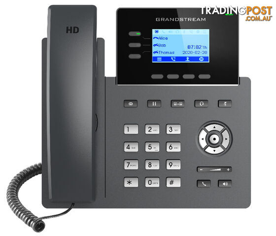 GRANDSTREAM GRP2603P 3 Line IP Phone, 6 SIP Accounts, 132x48 Backlit Screen, HD Audio, Powerable Via POE