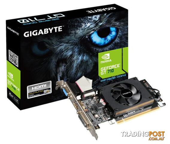 GIGABYTE nVidia GeForce GT 710 2GB DDR3 PCIe Video Card 4K 3xDisplays HDMI DVI VGA Low Profile Fan VCG-N710D5-2GL LS