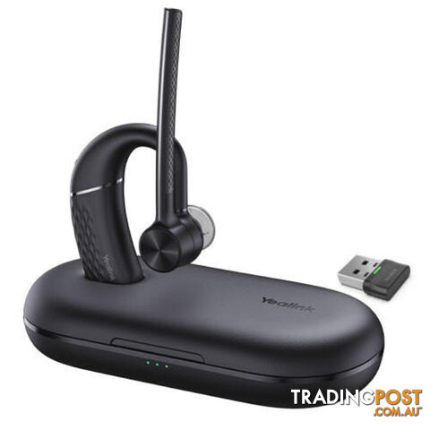 YEALINK BH71 Bluetooth Wireless Mono Headset, Carrying Case w/ Built-In Battery (+20hrs), USB-C to USB-A Cable, 10H Talk Time, 3 Size Ear Plugs