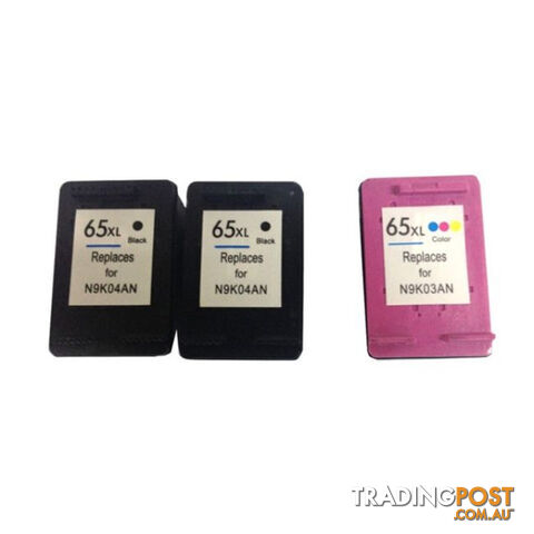 HP Compatible Remanufactured Value Pack 2 x HP65XL Black & 1 x HP65XL Color with New Chip