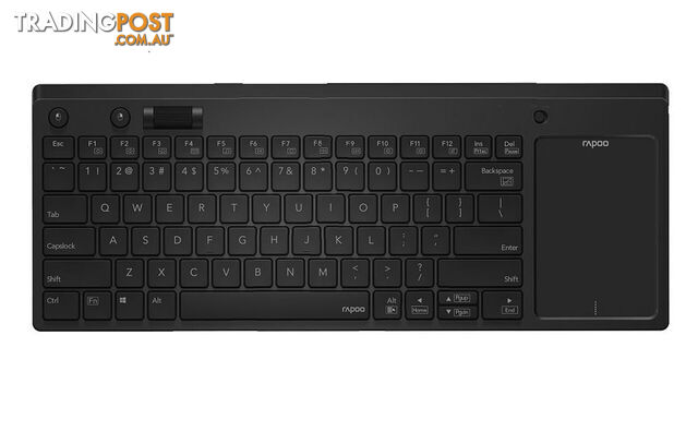 RAPOO K2800 Wireless Keyboard with Touchpad & Entertainment Media Keys - 2.4GHz, Range Up to 10m, Connect PC to TV, Compact Design