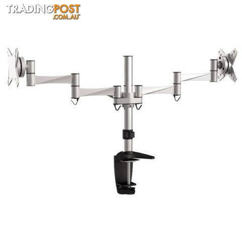 Brateck Dual Monitor Elegant Aluminium w/Arm&Desk Clamp Silver VESA75/100mm Up to27'