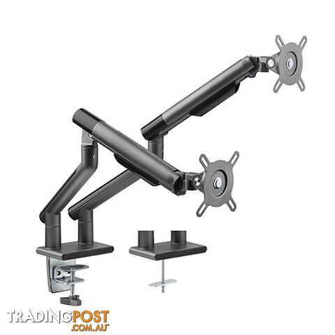 BRATECK Dual Monitor Premium Slim Aluminum Spring-Assisted Monitor Arm Fix Most 17'-32' Monitor Up to 9kg per screen VESA 75x75/100x100 Space Grey