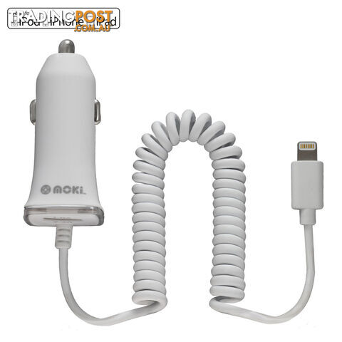 MOKI Fixed Lightning Cable Car Charger Apple licenced