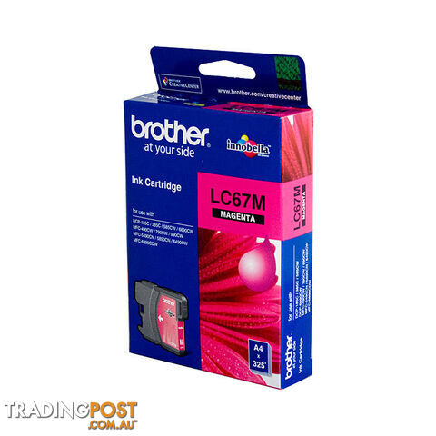 Brother LC-67M Magenta Ink Cartridge - to suit DCP-385C/395CN/585CW/6690CW/J715W, MFC-490CW/5490CN/5890CN/6490CW/6890CDW/790CW/795CW/990CW- up to 325 pages