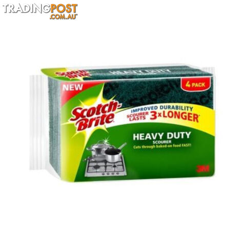 SCOTCH-BRITE Heavy Duty Scourer, 4 per Pack, 10 Packs per Case