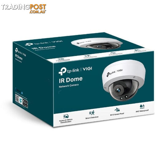 TP-LINK VIGI 4MP C240I(4mm) IR Dome Network Camera, 4mm Lens, Smart Detection, 2YW(LD)