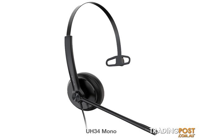 YEALINK UH34 Mono Wideband Noise Cancelling Microphone - USB Connection, Leather Ear Cushions, Designed for Microsoft Teams