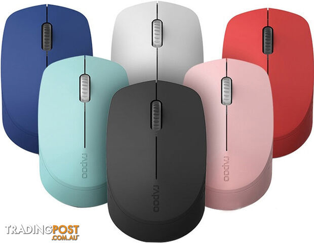 RAPOO M100 2.4GHz & Bluetooth 3 / 4 Quiet Click Wireless Mouse Blue - 1300dpi Connects up to 3 Devices, Up to 9 months Battery Life