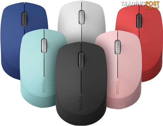 RAPOO M100 2.4GHz & Bluetooth 3 / 4 Quiet Click Wireless Mouse Blue - 1300dpi Connects up to 3 Devices, Up to 9 months Battery Life