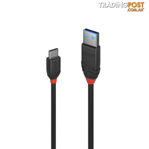 LINDY .5m USB C-A 3A Cable Black Line