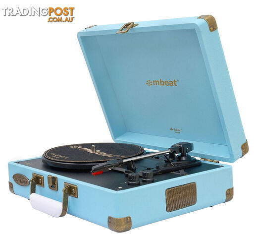 MBEAT Woodstock 2 Sky Blue Retro Turntable Player with BT Receiver & Transmitter