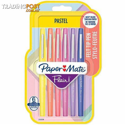 PAPER MATE Flair FeltTip Pastl Pack of 6 Box of 6