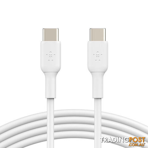 BELKIN BoostCharge USB-C to USB-C Cable (2m/6.6ft) - White (CAB003bt2MWH), 8,000+ bends tested, 480Mbps, PVC Cable, USB-IF certified,2YR.