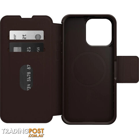 OTTERBOX Strada MagSafe Apple iPhone 15 Pro Max (6.7') Case Espresso (Brown) - (77-93567), DROP+ 3X Military Standard, Leather Folio Cover