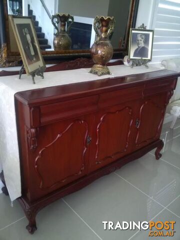 Superb Cedar Buffet + Large Tortoiseshell Mirror