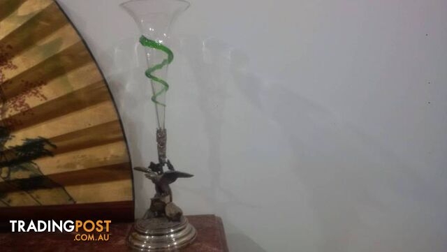 James Deakin Silver Plate Epergne, Late 19th Century, Glass Vase - photo 5 of 10